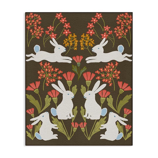 Stupell Industries Wild Spring Blooms & Rabbits Canvas Wall Art
